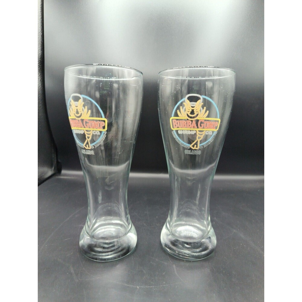 2 Bubba Gump Shrimp Pilsner Beer Glass Restaurant & Market ORLANDO FLORIDA